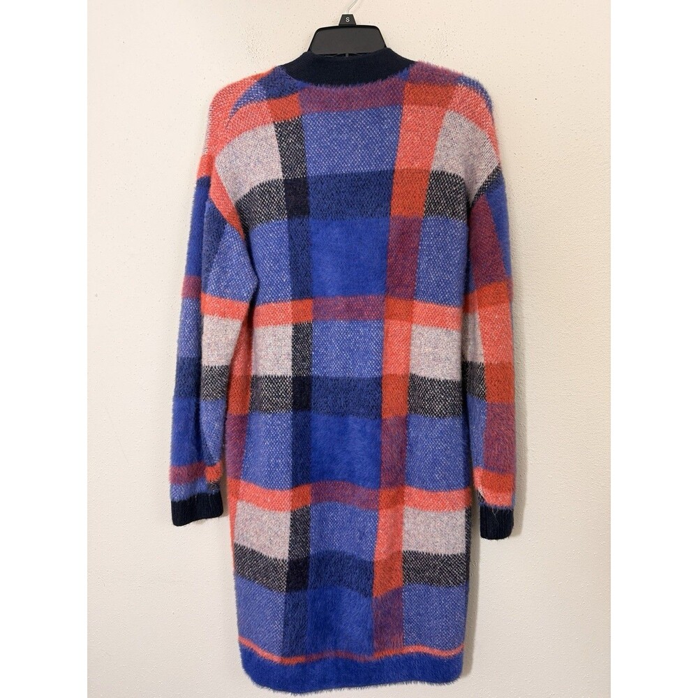 Ann Taylor Duster Cardigan Sweater Sz XS Plaid Long Boyfriend Button Purple - Picture 9 of 9